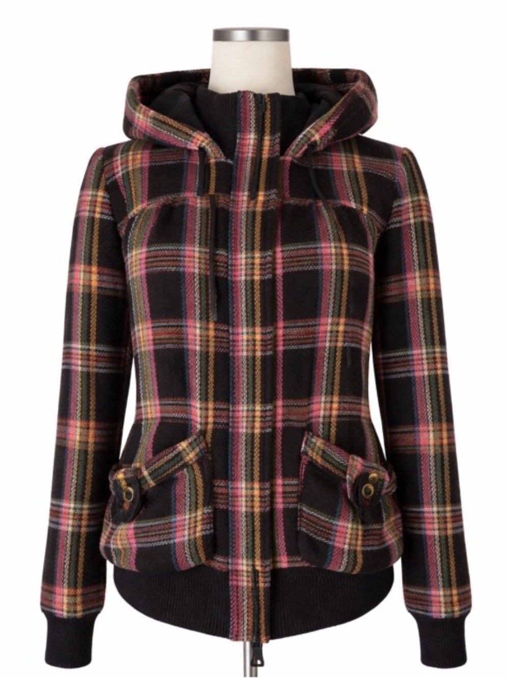 Roxy Plaid Hooded Y2K Jacket Women’s XL Wool Blend 2009 Bella Swan Inspired Coat